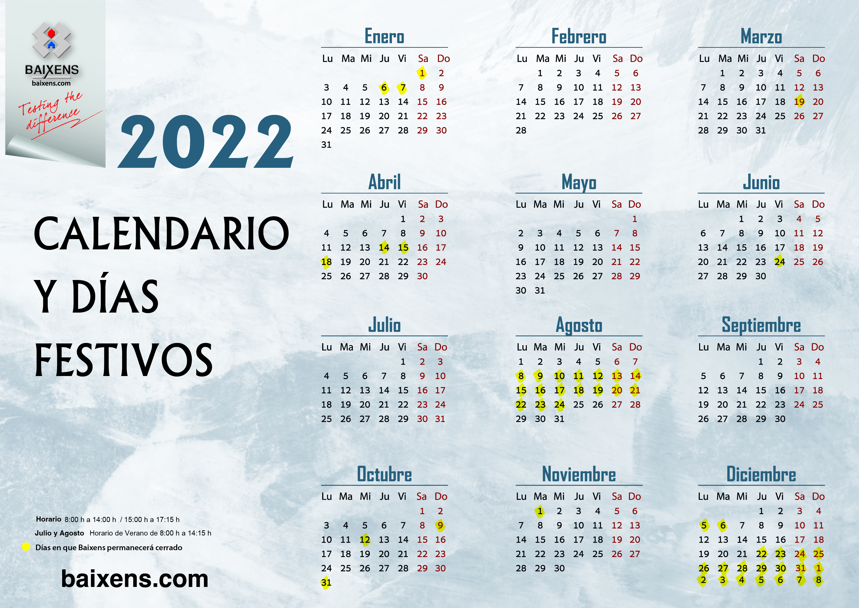 Noticia calendario laboral 2022